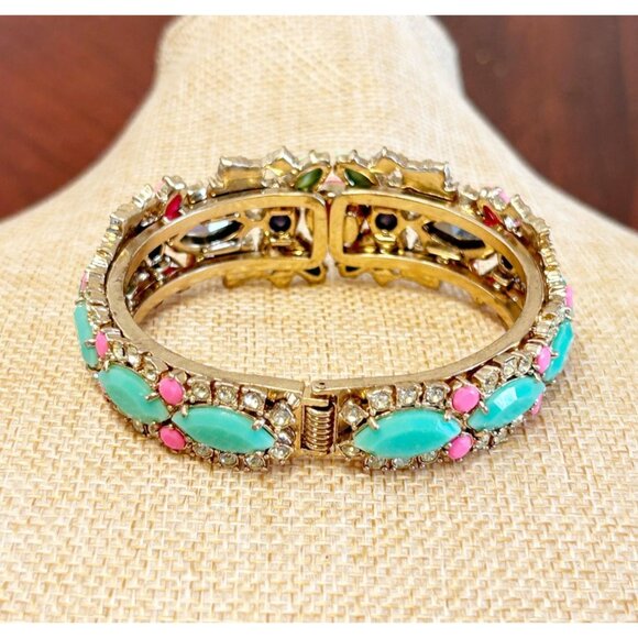 J.Crew Multicolor Rhinestone Clasp Statement Bracelet - PreOwned - Picture 2 of 6